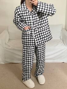 DAZY Thickened Quilted Home Clothing Set Fall,Winter Pajama - Brown - View 8