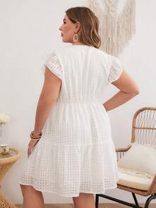 SHEIN VCAY Robe À Volants À Manches Papillon Et Ourlet Pour Femmes Grandes Tailles