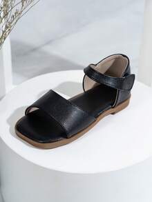 Children's Black Flat Sandals - Black - View 2