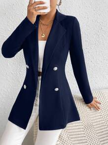 SHEIN Frenchy Women's Slim Fit Long Sleeve Blazer With Lapel Collar