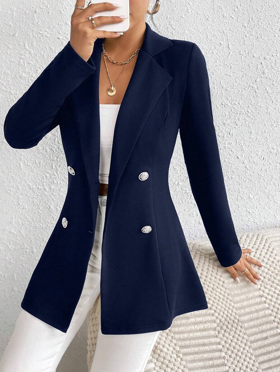 SHEIN Frenchy Women's Slim Fit Long Sleeve Blazer With Lapel Collar