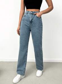 EURMUSE Straight Leg Casual Jeans - Blue - View 3