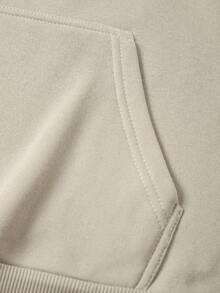 Men's Pattern Printed Hooded Sweatshirt With Kangaroo Pocket And Thermal Lining - Apricot - View 6