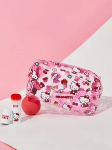 HELLO KITTY AND FRIENDS | SHEIN 1pc Cute Pink Semi-Transparent Cosmetics Bag - Pink - View 2