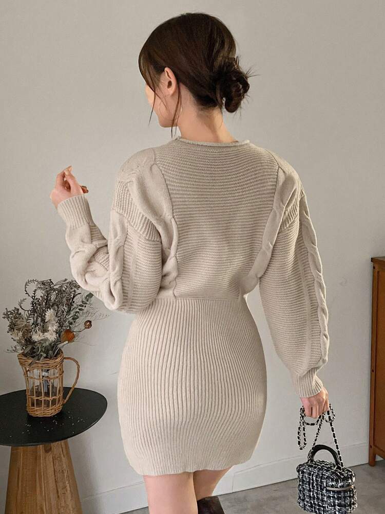 Women's Cable Knit Short Sweater Dress
