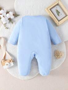 Mono de pijama largo de mangas largas para bebé niña con impresión de letras y gesto de mano
