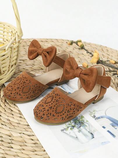 أحذية مسطحة مريحة للأطفال، ذات أسلوب أميرة موضة مزخرفة بخرزات مثقبة براقة، بجزء علوي ناعم و نعل مريح، مضادة للانزلاق ومقاومة للماء