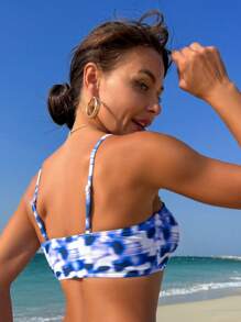 Swim Vcay Bộ bikini buộc dây dành cho nữ Carnival Bãi biển mùa hè - Màu xanh lam - Xem 4