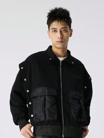 Men's Rivet Patchwork Pocket Jacket