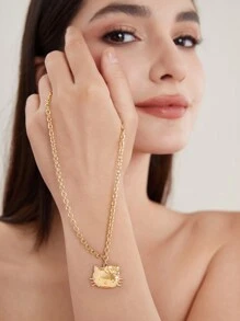 HELLO KITTY AND FRIENDS | SHEIN 经典日常用金色调吊坠项链 - 彩色 - 查看 4