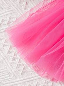 Baby Girl Elegant Mesh Flutter Sleeve Bodysuit With Mesh Ruffle Cute And Cool Style, Perfect For Everyday Occasions In Spring And Summer, In Pink - Multicolor - View 8