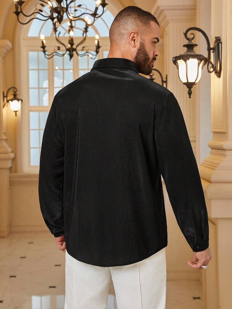 Men's Plus Size Turn-Down Collar Long Sleeve Shirt