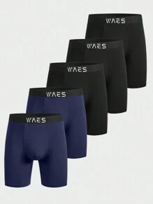 Men's Letter Printed Boxer Briefs , 5 Pcs - Multicolor - View 1