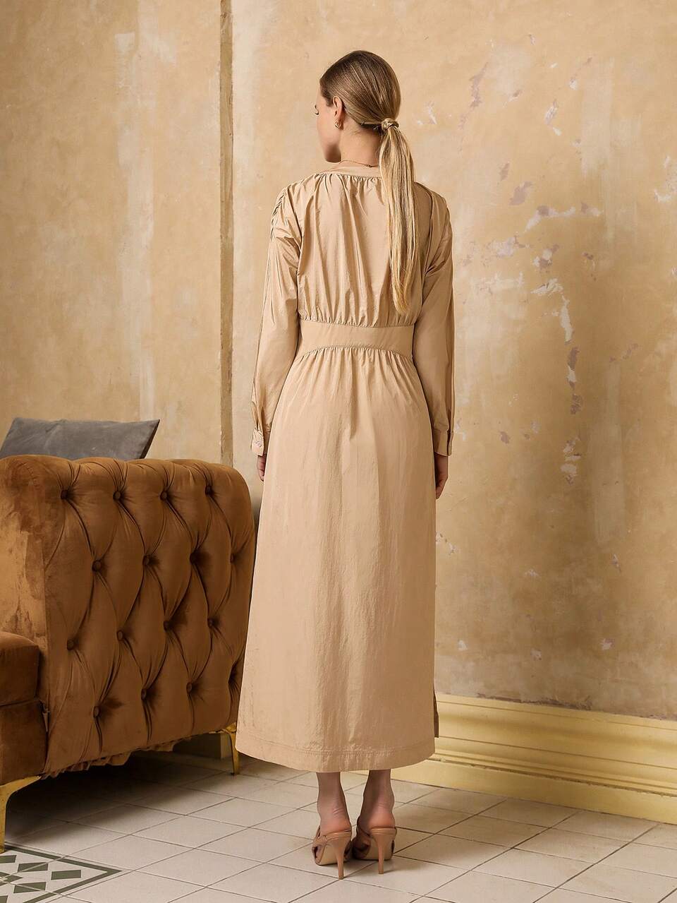 Women's V-Neck Long Sleeve Dress