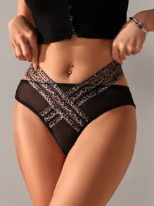 SHEIN 女士豹纹交叉三角裤 - 彩色 - 查看 6