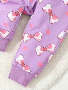 Baby Girl Casual Sweatshirt Set, Autumn - Purple - View 7