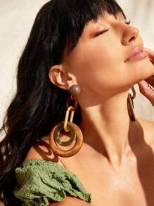 Travachic 1pair Wooden Vacation Style Earrings - Multicolor - View 3