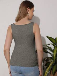 SHEIN Maternity Button Front Rib-knit Tank Top