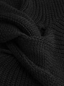 SHEIN Unity Plus Size Women's Lace Patchwork Twist Knit Sweater, Pullover Knit Pullover Fall Winter - Black - View 4