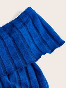 SHEIN 少女针织露肩罗纹连衣裙 - 寶藍色 - 查看 3