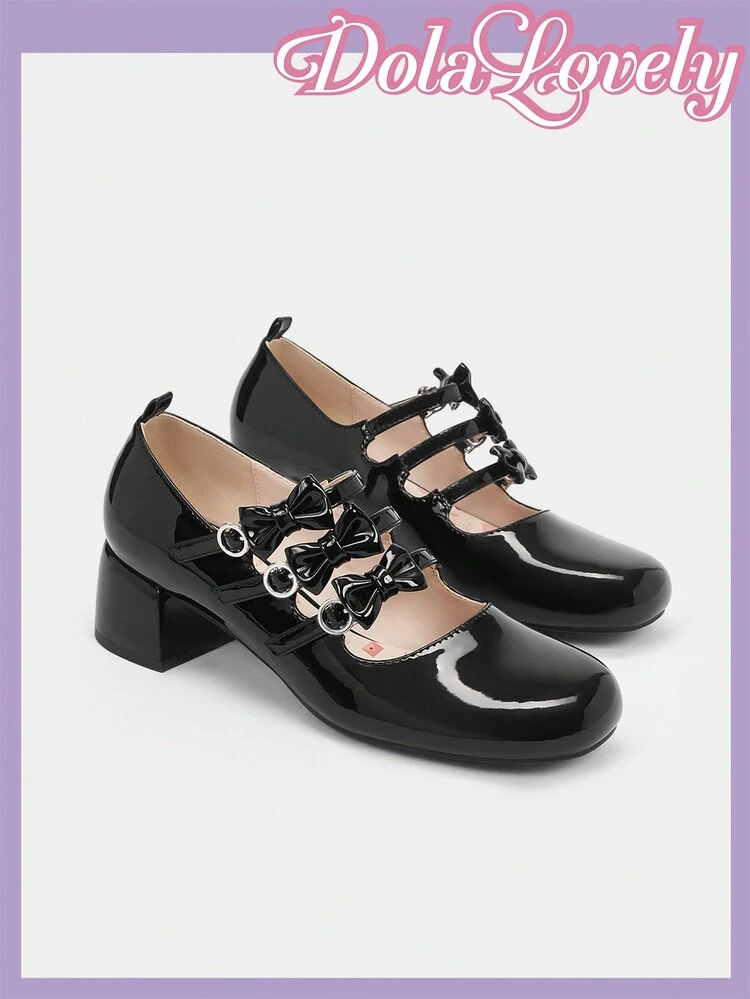 Ladies Girls Style Patent Leather Cute Bow Elegant Style High Heels