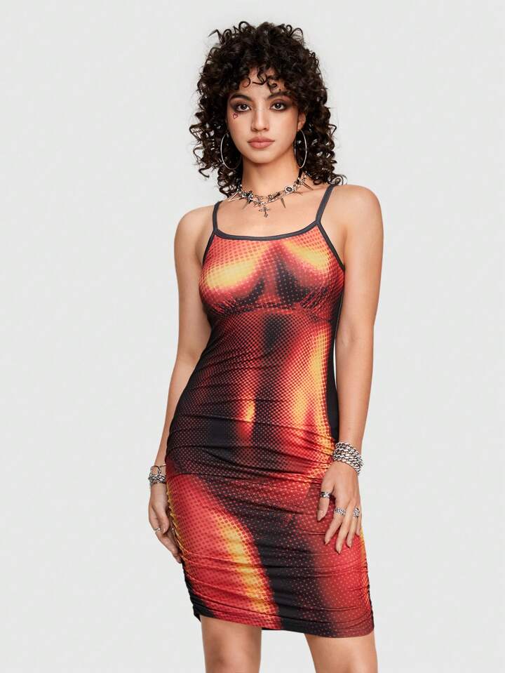 Our Street Life Street Cool Sexy Body Print Women'S Tight Cami Bodycon Dress  is such a vibe - ROMWE