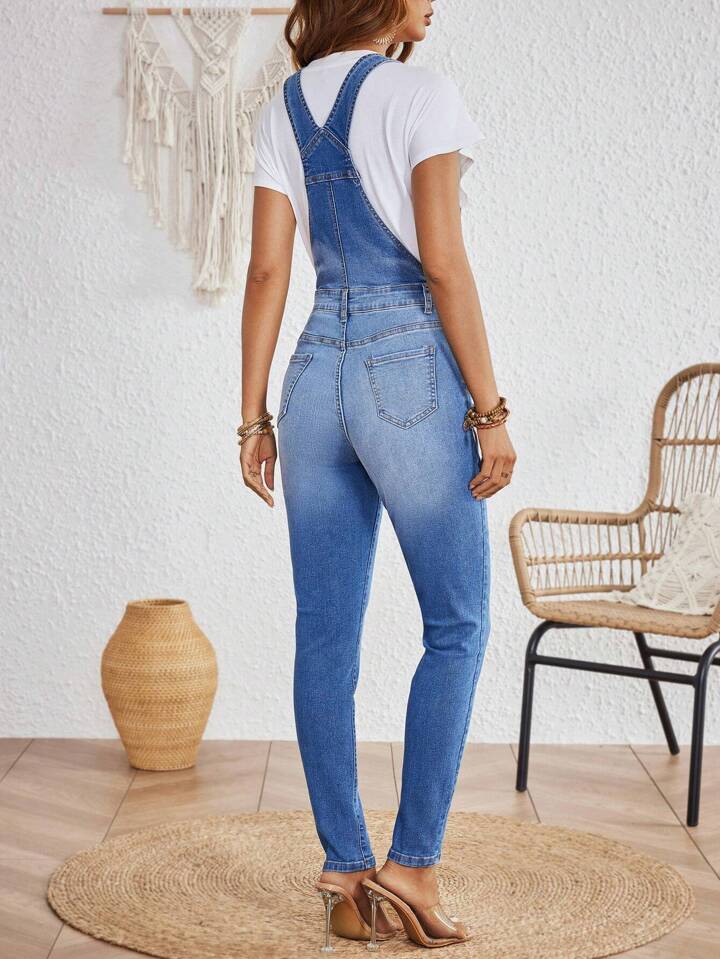 SHEIN Essnce Salopette En Jean Slim Pour Femme Mode en ligne SHEIN FRANCE