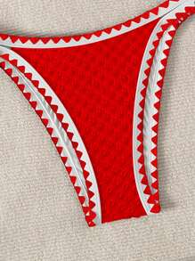 SHEIN Swim Summer Beach Women's Shark Tooth Printed Two-Piece Bikini Set New Year - Red - View 3