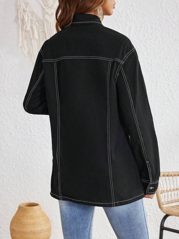 Women's Long Sleeve Denim Shirt Top Fall Cloth For Women