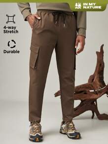 SHEIN In My Nature Men's Simple Solid Color Outdoor Pants With Pockets Suitable For