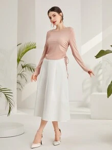 Modelyn Women'S Solid Color Casual Two Piece Set