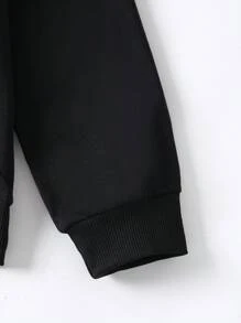 Tween Girl's Avocado Letter Printed Sweatshirt - Black - View 4