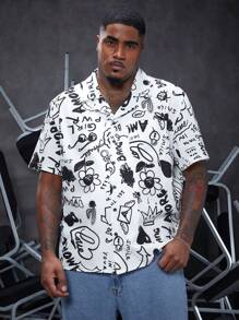 Manfinity Homme Camisa De Manga Corta Con Estampado De Dibujos Animados De Talla Grande Para Hombre - Multicolor - Ver 4