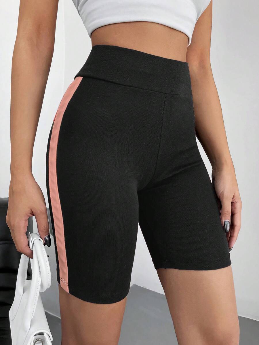 EURMUSE Side Striped Leggings - Pink - View 1