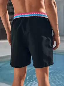 Surfspeed Men'S Beach Shorts With Pocket, Drawstring Waistband And Side Stripes - Multicolor - View 2