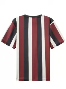 Men's Striped Short Sleeve T-Shirt - Red and White - View 2