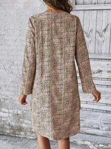 SHEIN LUNE Women's V-neck High Low Dress - Apricot - View 6