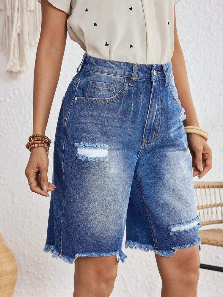 Women's Casual Distressed Denim Shorts