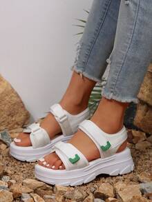 户外欧美风黑色厚底凉鞋 - 白色 - 查看 3