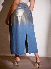 SHEIN BAE Kích thước lớn Của phụ nữ Kim loại Dần dần Váy Denim - Nhiều màu - Xem 2