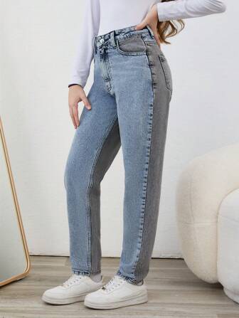 RueChic Teen Girls' Contrast Straight-Leg Jeans