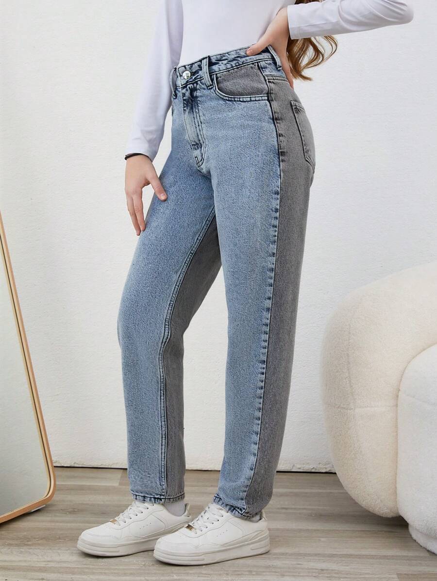 RueChic Teen Girls' Contrast Straight-Leg Jeans - Multicolor - View 1