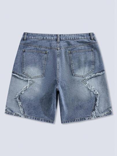Street Life Men's Frayed Hem Denim Shorts Jorts With Pockets