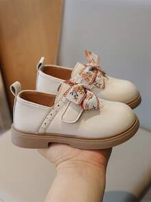 兒童花朵珠飾蝴蝶結設計米色平底鞋 - 米色 - 查看 2