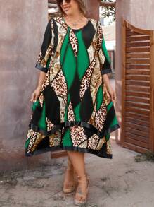 EMERY ROSE Kích thước lớn Của phụ nữ Vá lại In hoa Báo Đầm - Nhiều màu - Xem 5