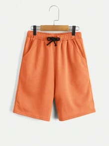 SHEIN 適合青少年男孩的舒適休閒短褲 - 橘色 - 查看 4
