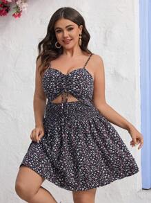 SHEIN VCAY Kích thước lớn In hoa Dây đeo Mì Ý  Đầm Với Vibes kỳ nghỉ - Nhiều màu - Xem 5