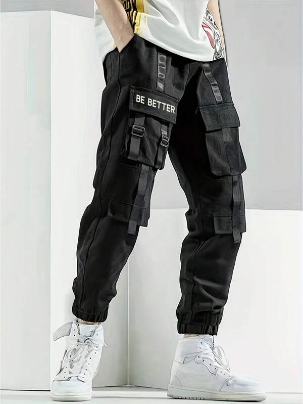 Pantalons homme Cordon Poche Ruban Style de rue Unicolore