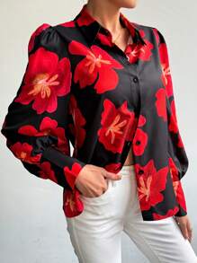 Chiquease 女款花卉印花泡泡長袖襯衫 - 彩色 - 查看 6