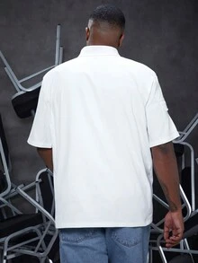 Manfinity Homme Men's Plus Size Short Sleeve Shirt With Multiple Pockets - White - View 2